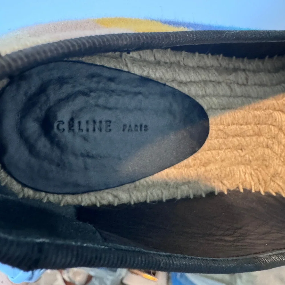 Celine Paris Striped Canvas Espadrille Loafers‎ Multi Color Flats 40